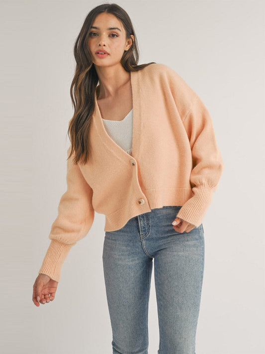 Peach Button Down Cardigan