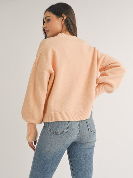 Peach Button Down Cardigan