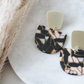 Black Marble Acrylic & Gold Matte Post Earrings