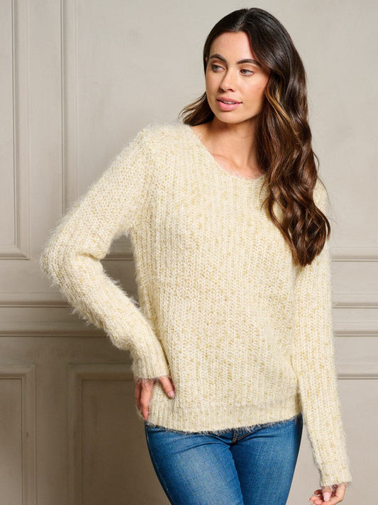 Fuzzy Cream Shimmer Sweater