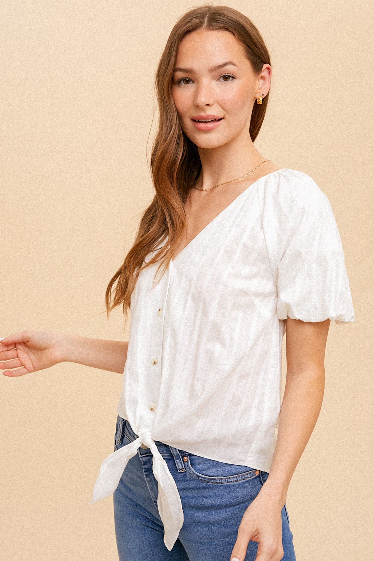 Puff Sleeve Button Down Blouse