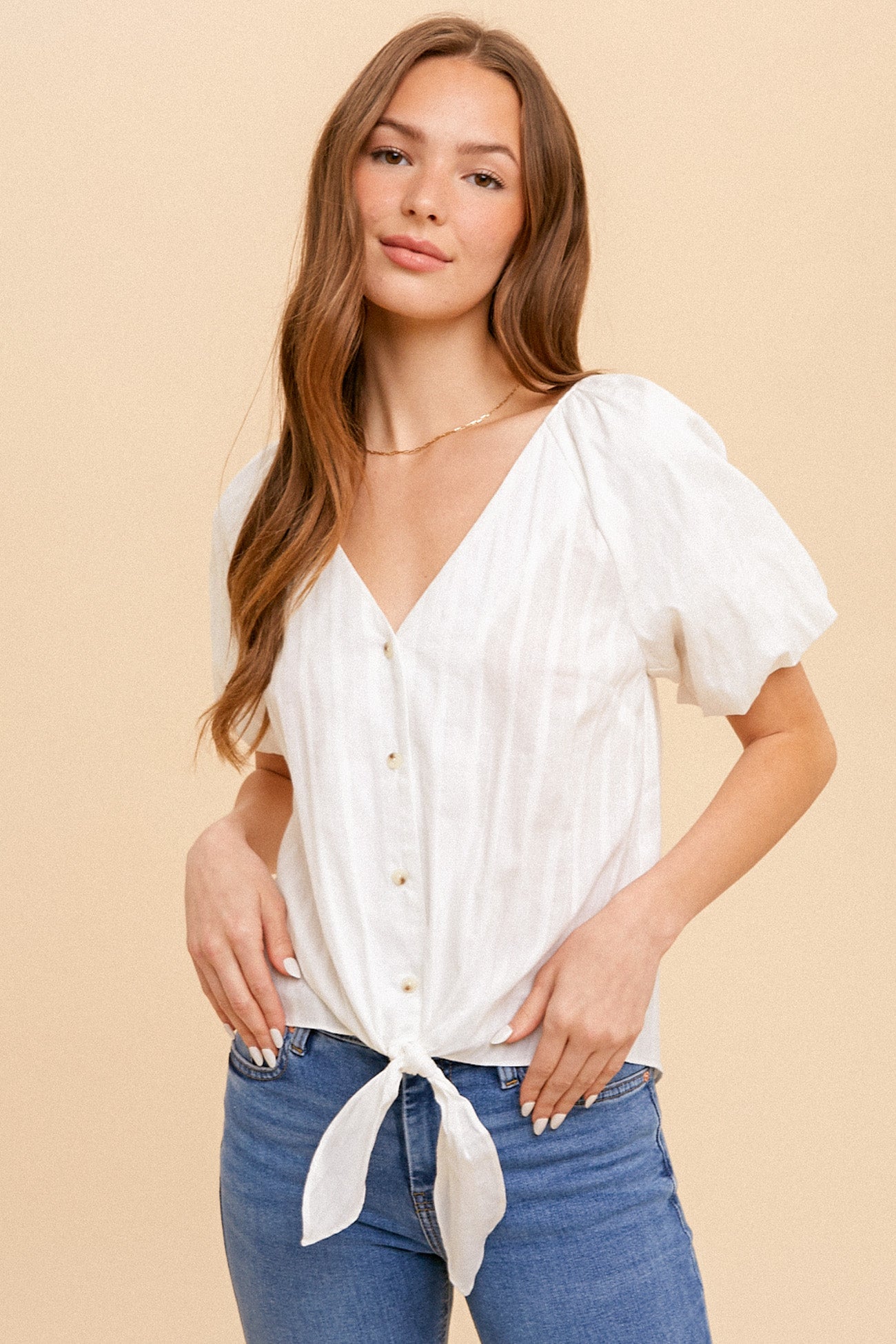 Puff Sleeve Button Down Blouse