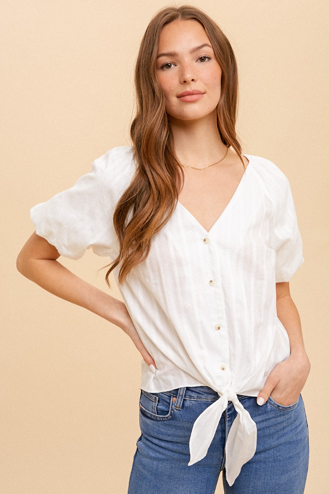 Puff Sleeve Button Down Blouse