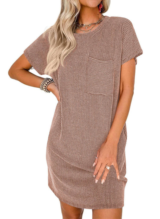 Pocket Tee Shirt Dress With Pockets - Multiple Color Options