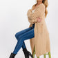 Waffle Knit Textured Sleeve Long Cardigan