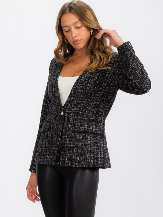 Black Textured Shimmer Blazer