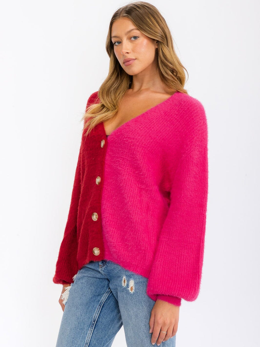 Colorblock Button Down Cardigan