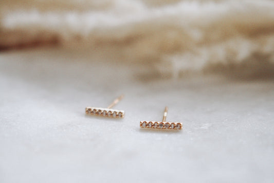 CZ Gold Bar Studs