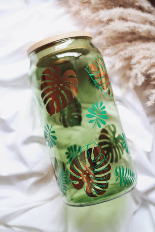 Monstera Leaf Glass Cup