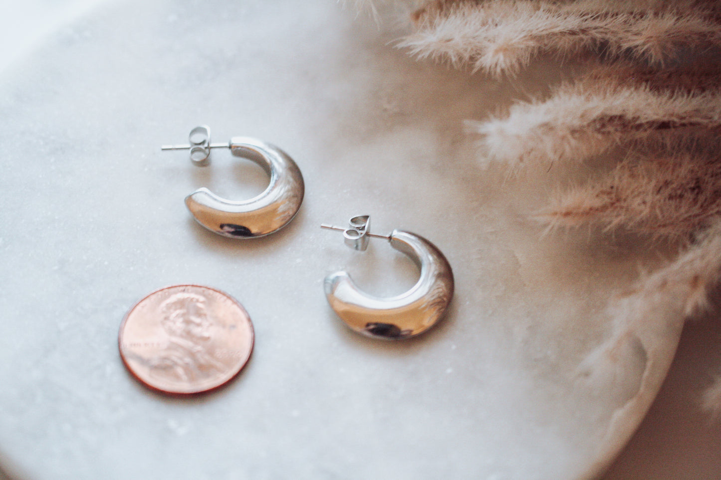 Thick Half Hoops - Silver