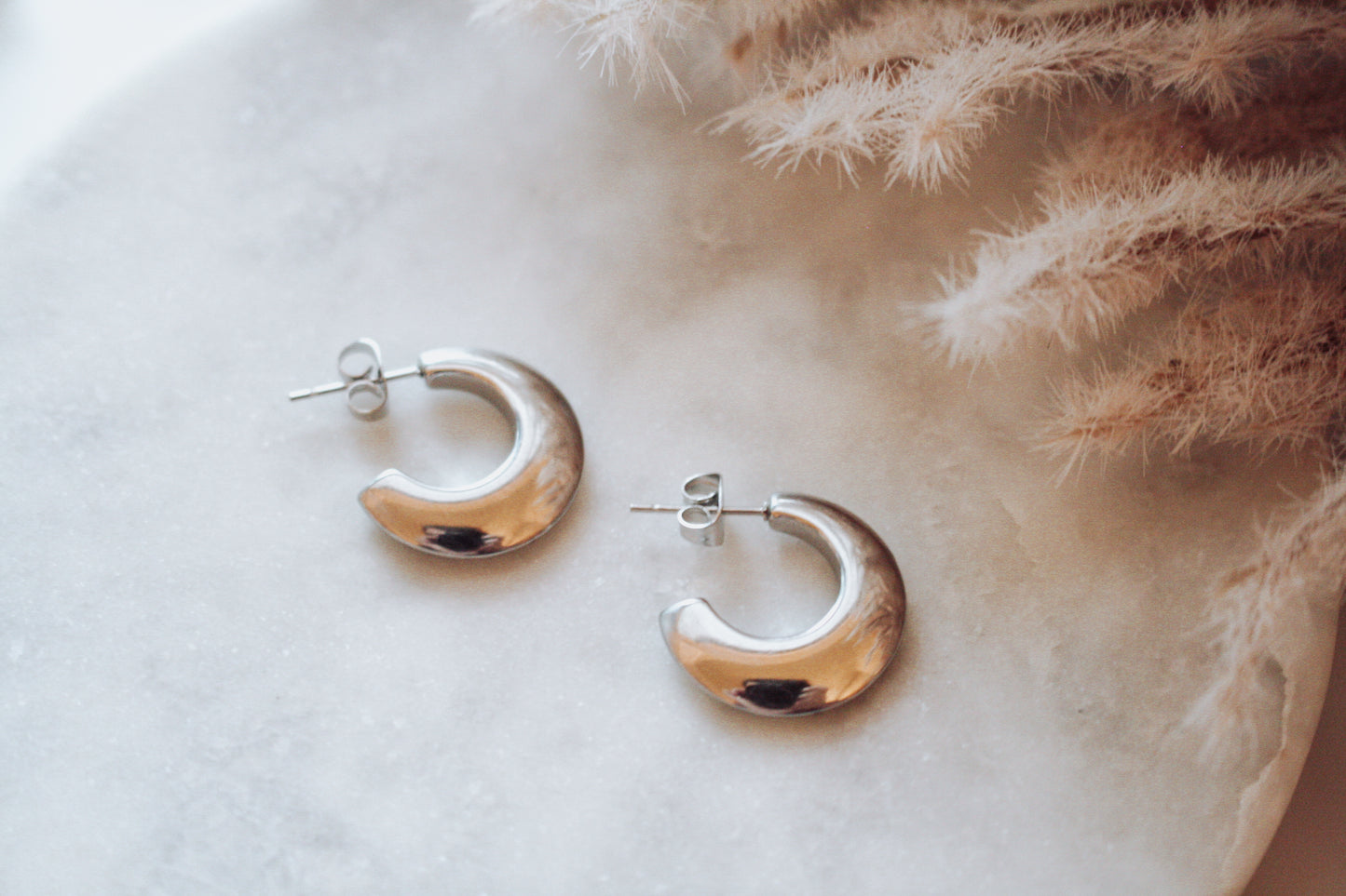 Thick Half Hoops - Silver