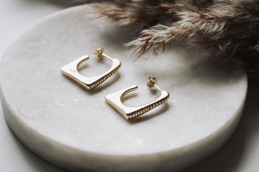 Geometric CZ Gold Hoops