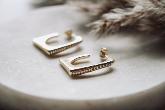 Geometric CZ Gold Hoops