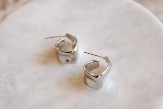 Silver Thick Hammered Studs