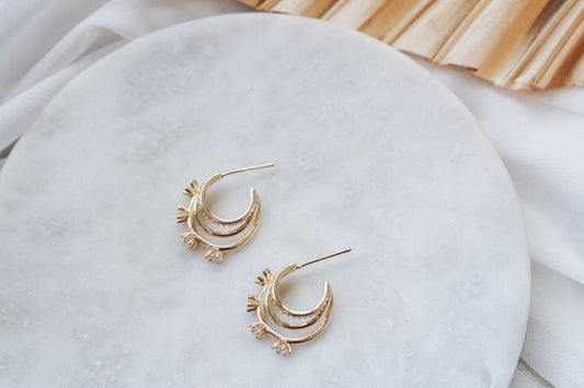 Triple Hoop Earrings - Gold