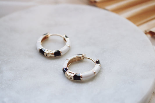 Black + White Gold Huggies