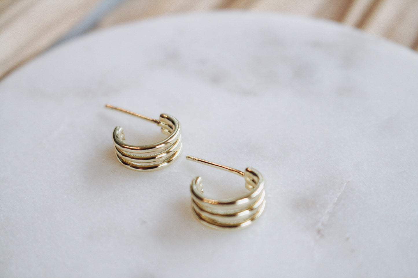 Mini Triple Loop Hoops - Gold