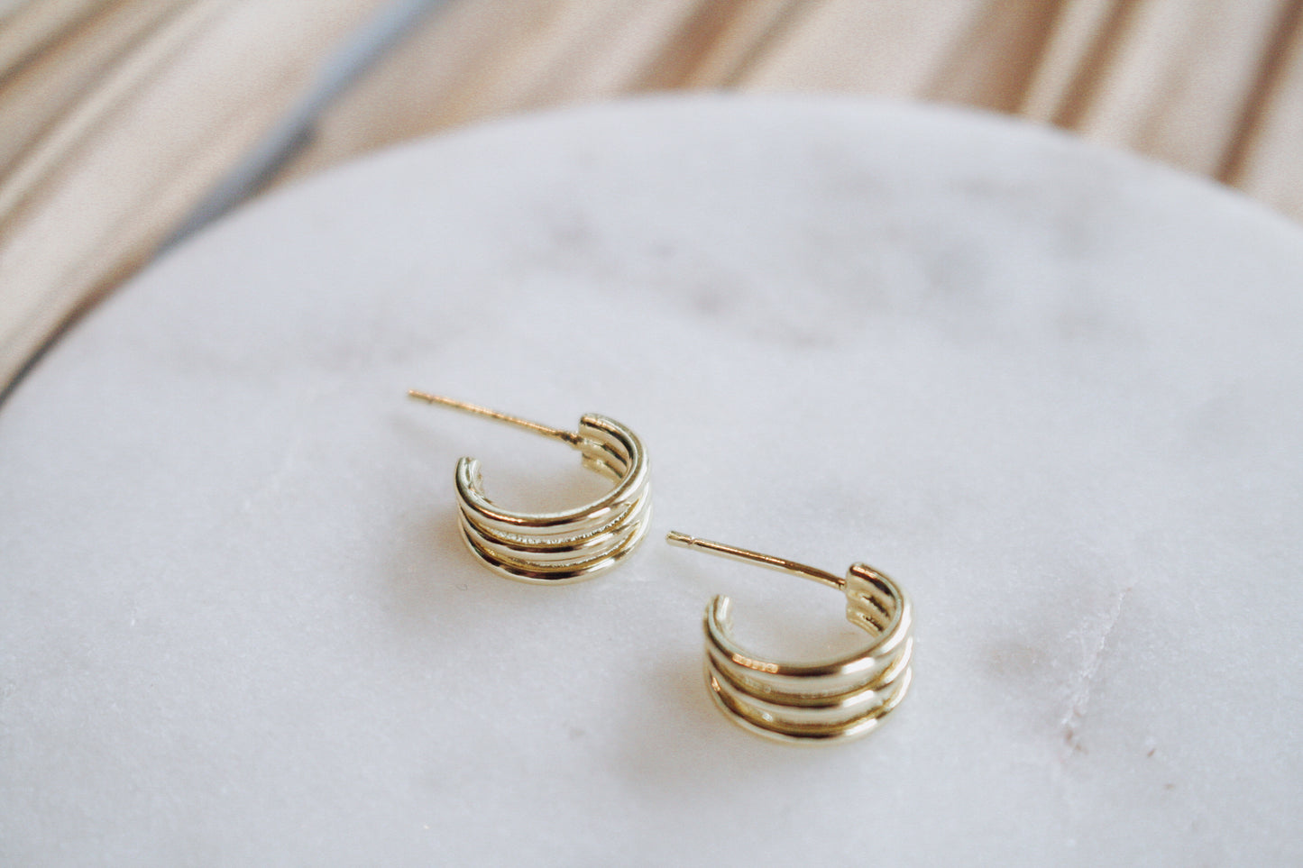 Mini Triple Loop Hoops - Gold