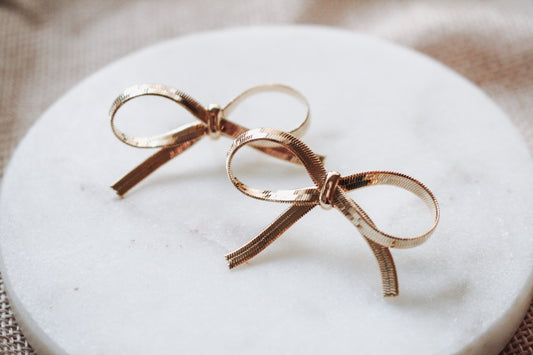 Large Bow Earrings - Gold