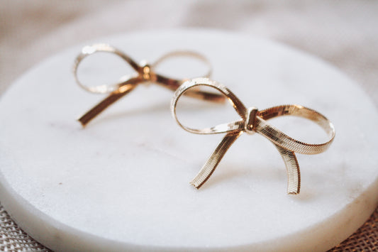 Large Bow Earrings - Gold