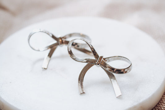 Large Bow Earrings - Silver