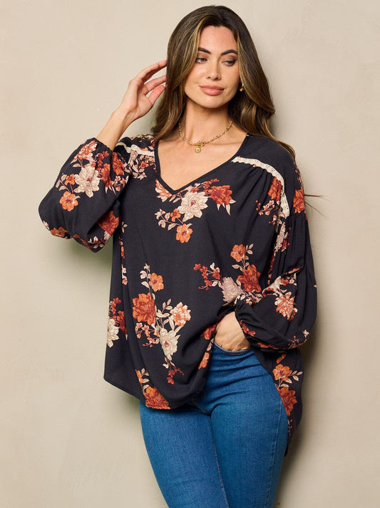 Floral Tunic High Low Top