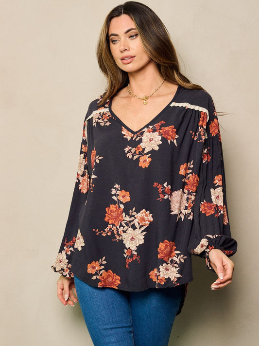 Floral Tunic High Low Top