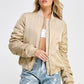 Puffed Zip Up Bomber Jacket