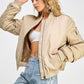 Puffed Zip Up Bomber Jacket