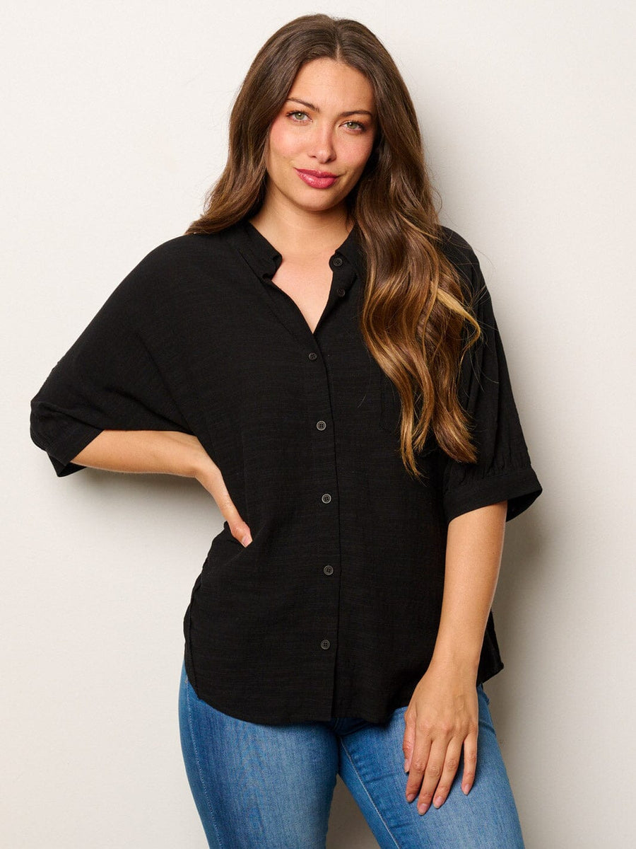 Mid Sleeve Button Up Blouse