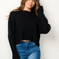 Black Textured Cropped Sweater