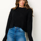 Black Textured Cropped Sweater