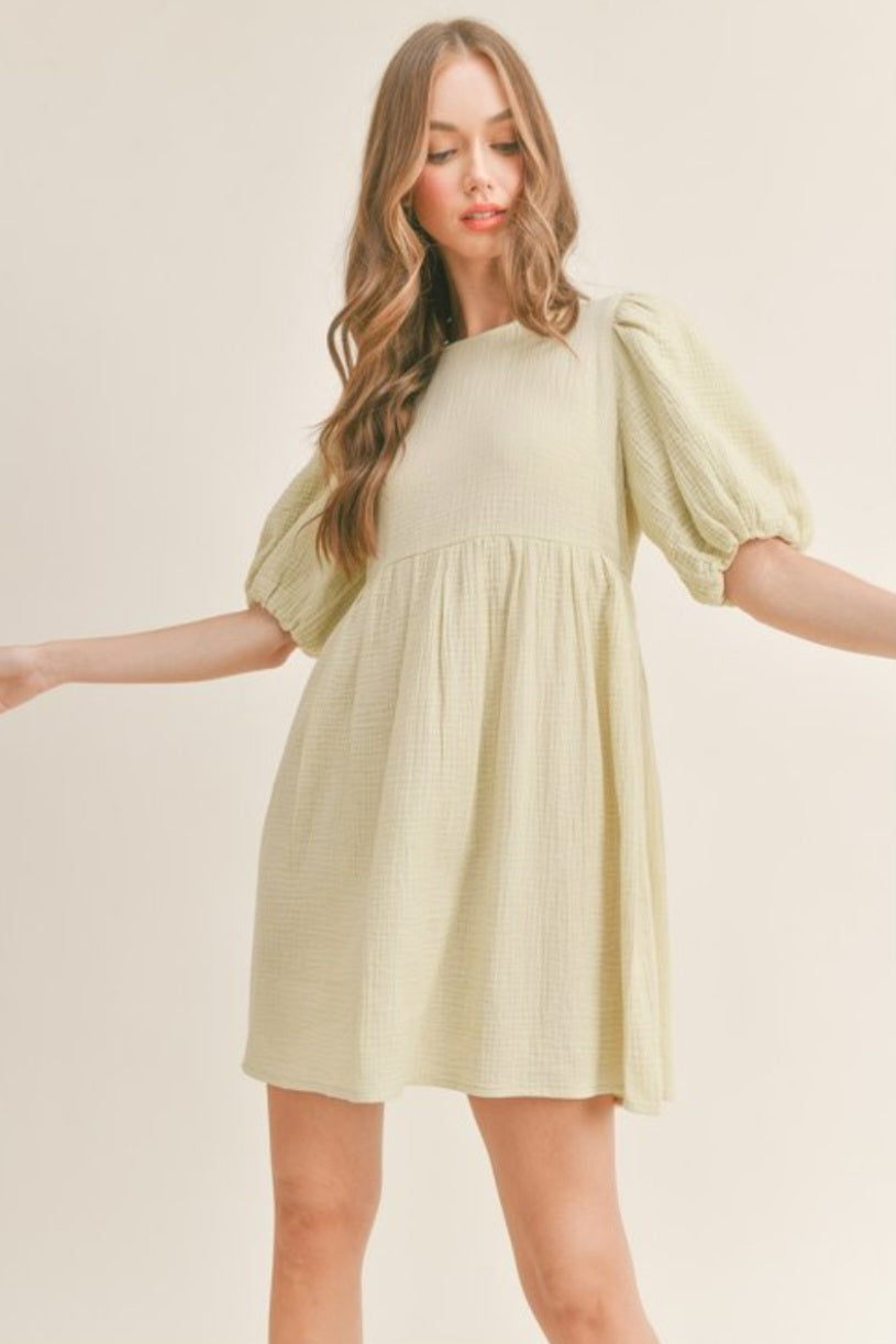 Short Puff Sleeve Babydoll Dress