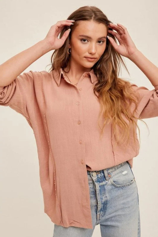 Long Sleeve Button Down Knit Top