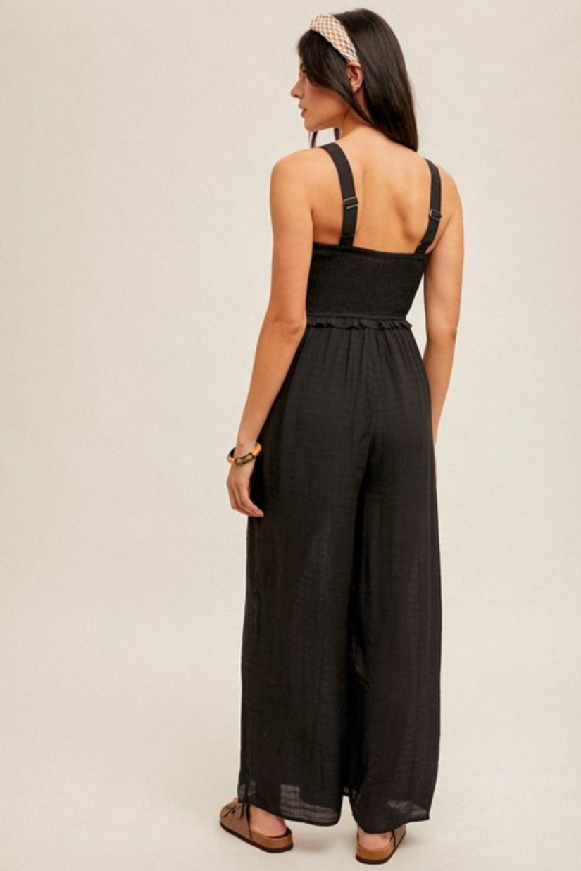 Black Adjustable Strap Jumpsuit