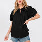 Black Ruffle Short Sleeve Blouse