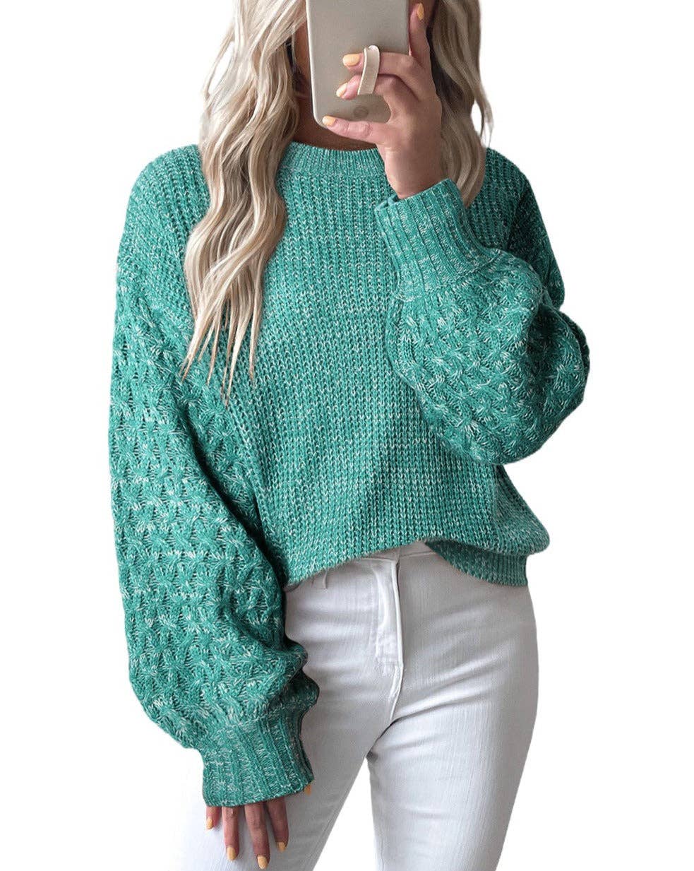 Cable Knit Balloon Sleeve Sweater