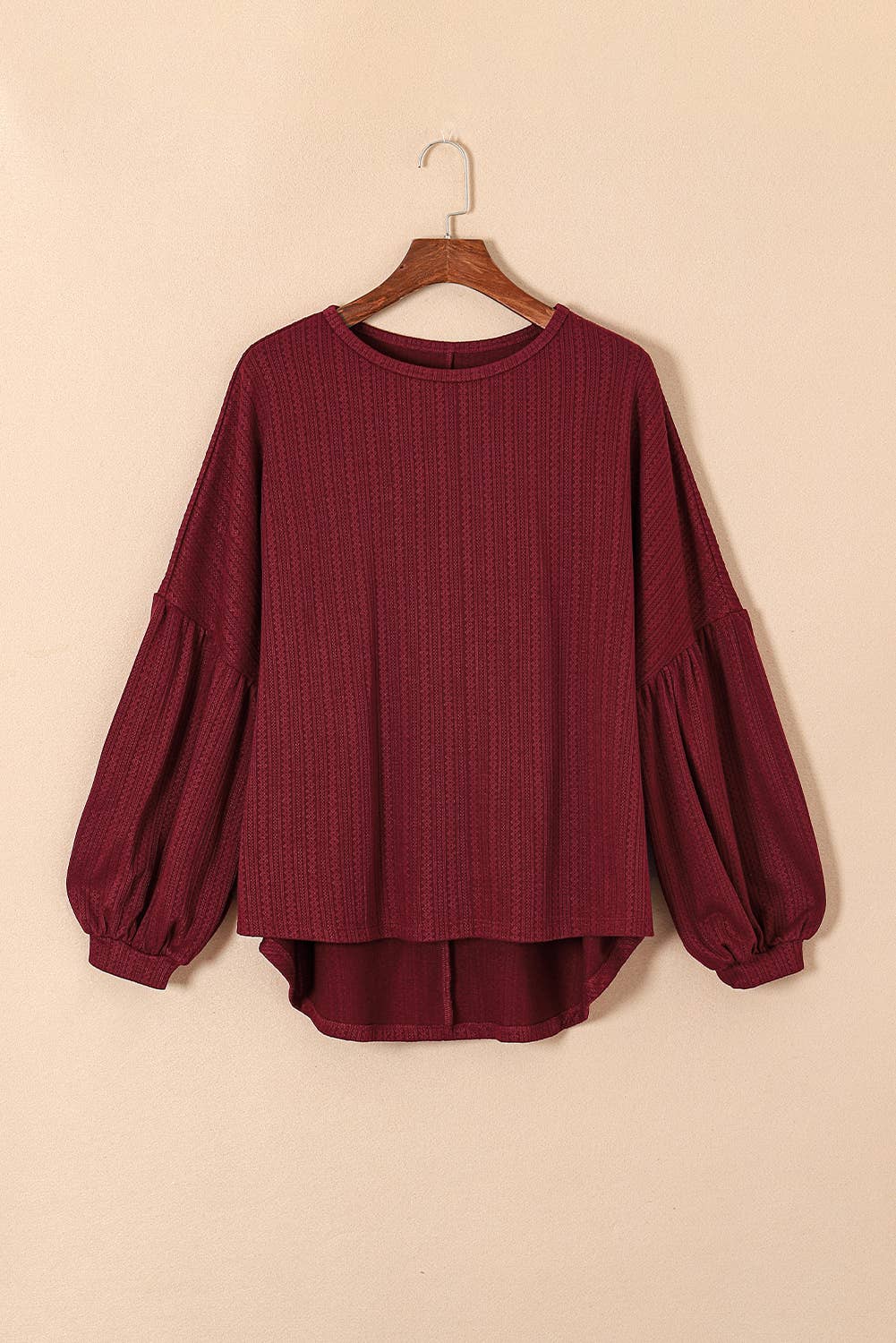 Balloon Sleeve Knit Top - Plus