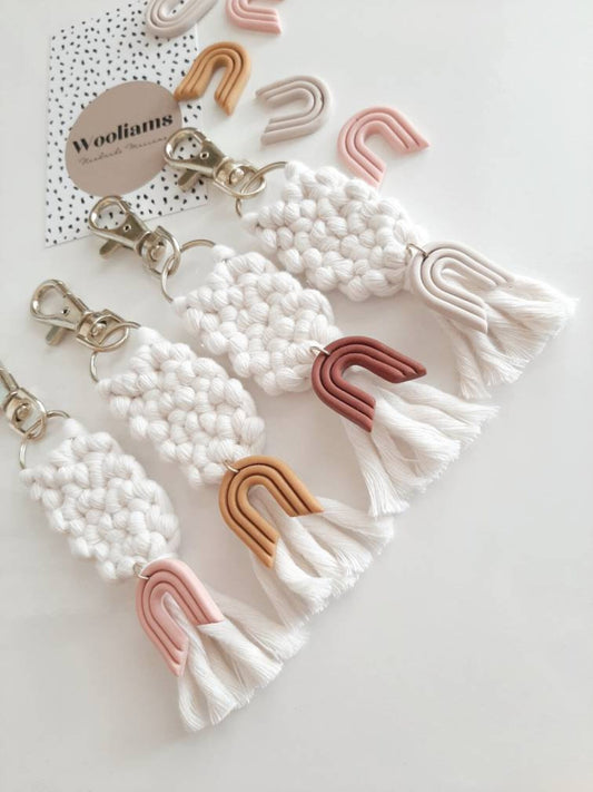 Macrame Clay Rainbow Keychains - WooliamsAndCo