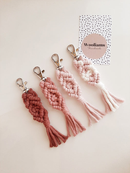 Pink Variety Macrame Keychains - WooliamsAndCo