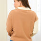 Colorblock Ribbed Zipper Pullover