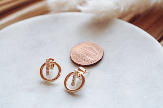 CZ Bar + Circle Earrings