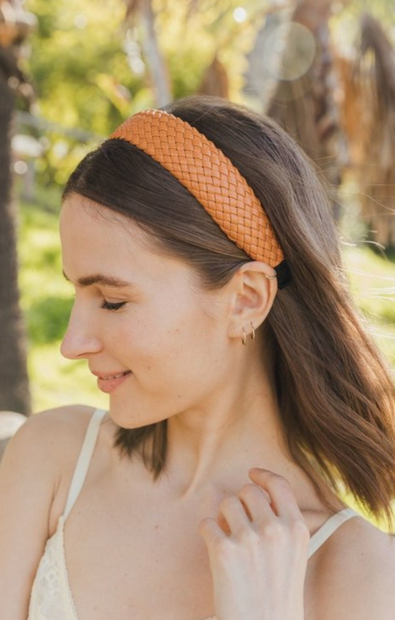 Faux Leather Braided Headband - Multiple Color Options