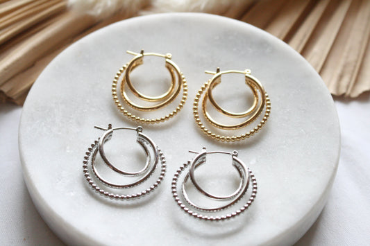 Gold Filled Triple Loop Earrings - Gold & Silver Options