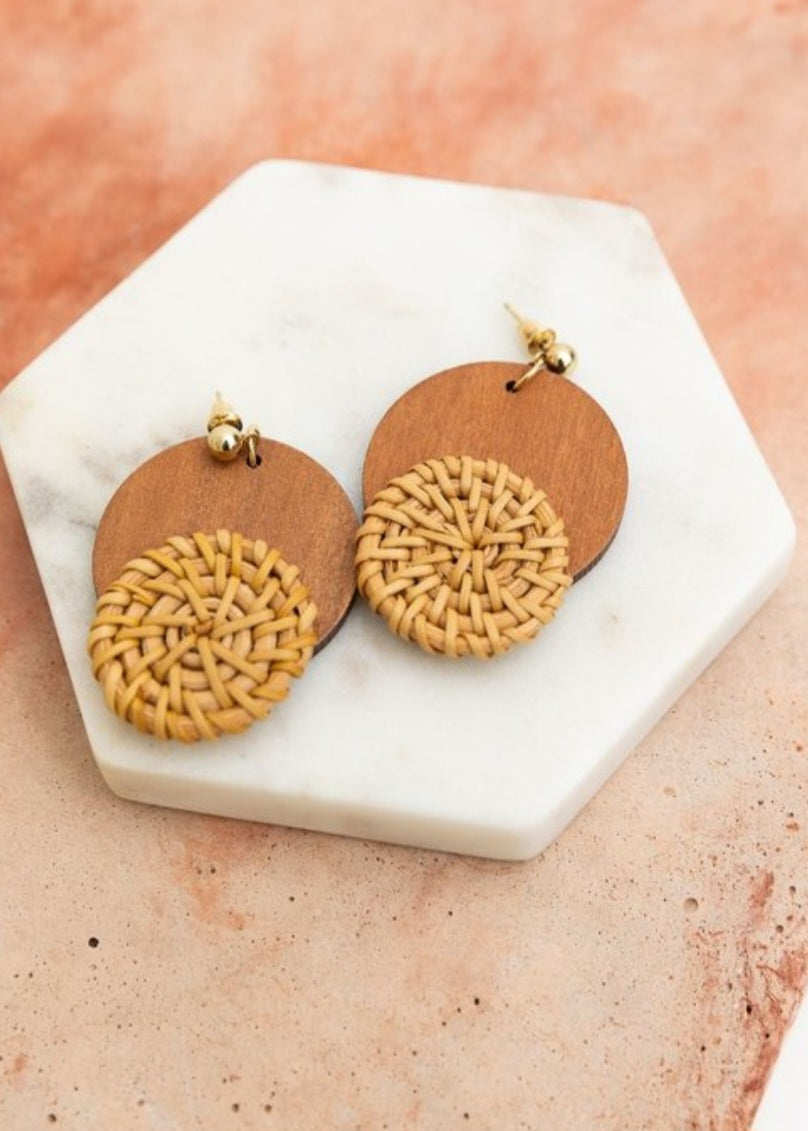 Rattan & Wood Earrings