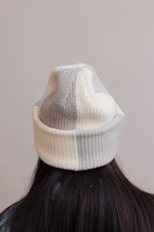 Two Toned Checkered Ribbed Beanies