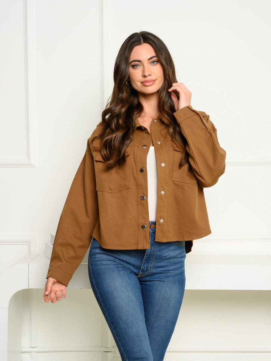 Brown Pocket Button Utility Jacket